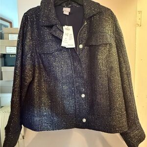 Women's Navy Foil Tweed Jacket NWT size 3